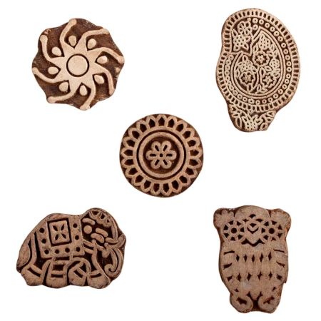 Set of 5 Piece New Mix Wooden Printing Block